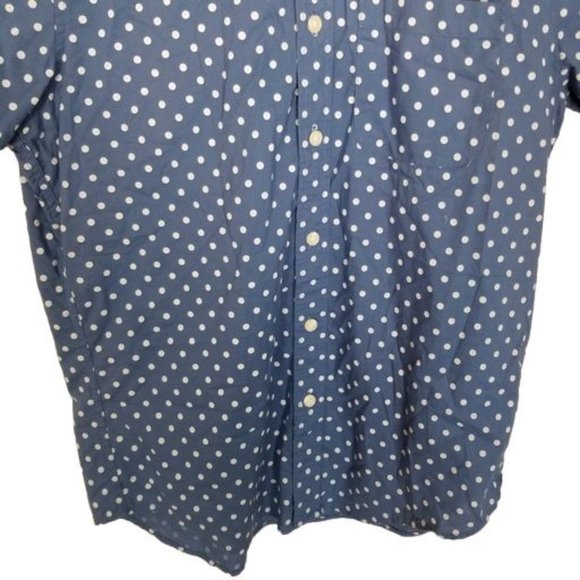 Abercrombie & Fitch Mens L Blue Polk Dots Short Sl - Picture 3 of 7